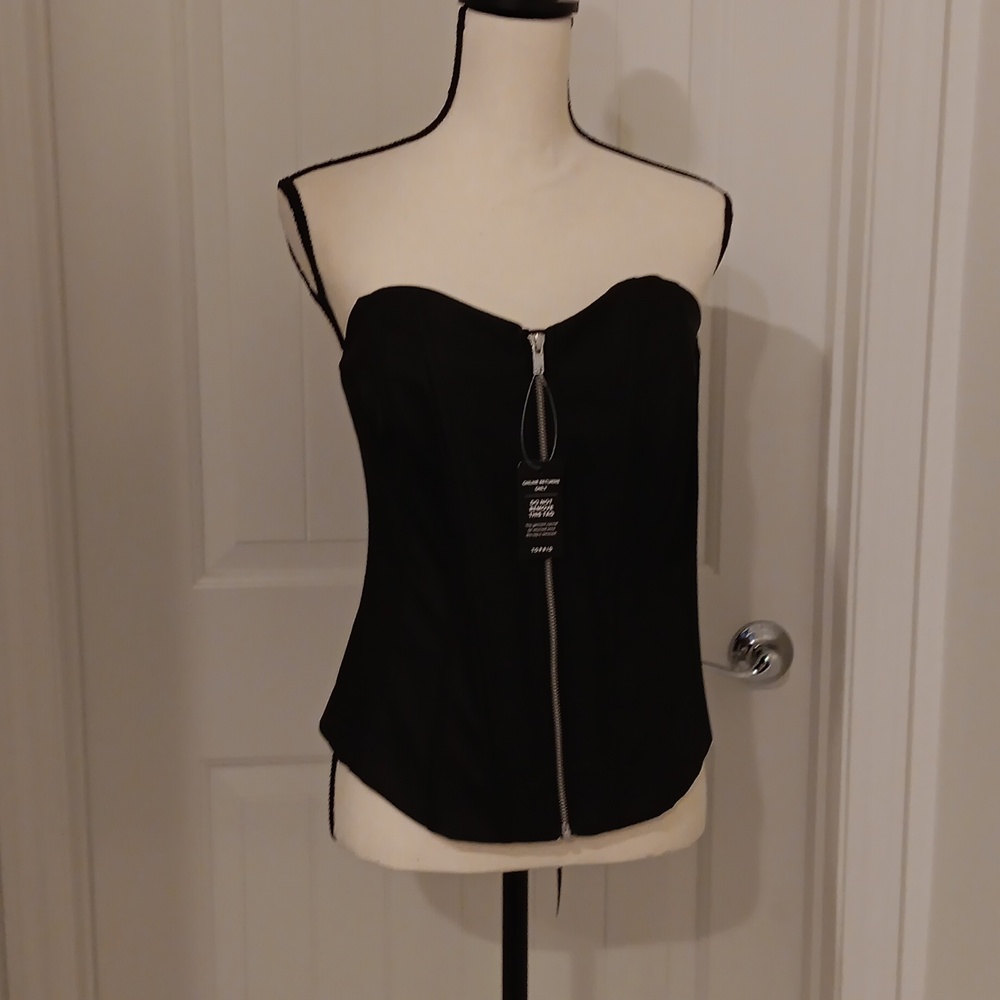 NWTS black ponte zip-up front corset sz 2(18-20)